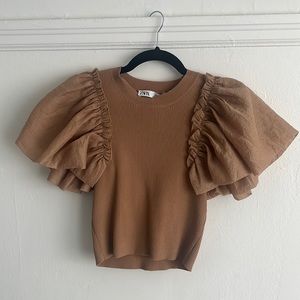 ZARA Poofy Sleeves Sweater Top